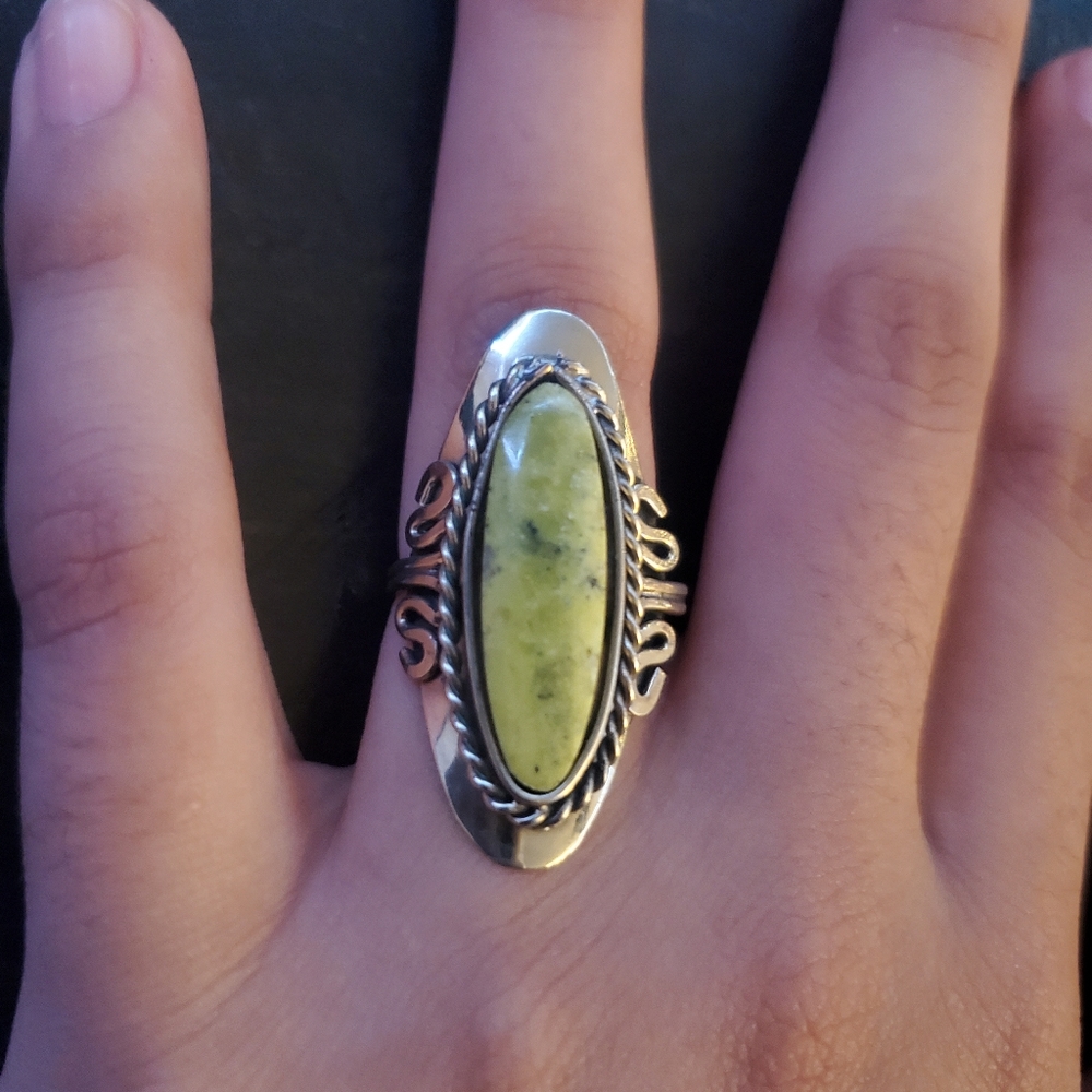 Ring green turquoise adjustable size - Picture 2 of 4